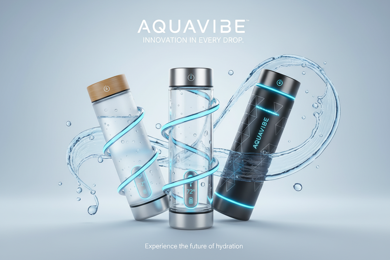 Titlu: The Future of Hydration

Text:

At AQUAVIBE™, we believe hydration should be simple, stylish, and smart.
Our bottles combine technology, design, and sustainability to keep your drink perfect all day.